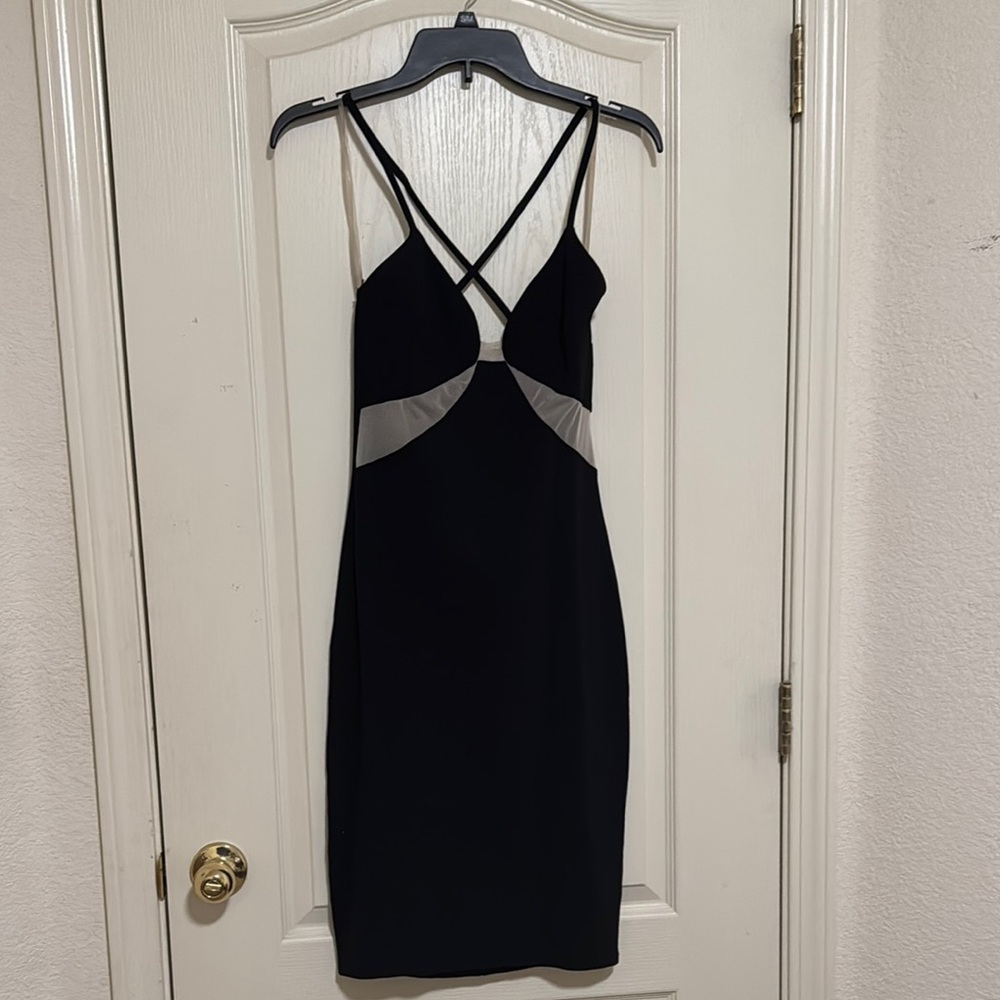 Elegant Black Dress with Sheer Accents